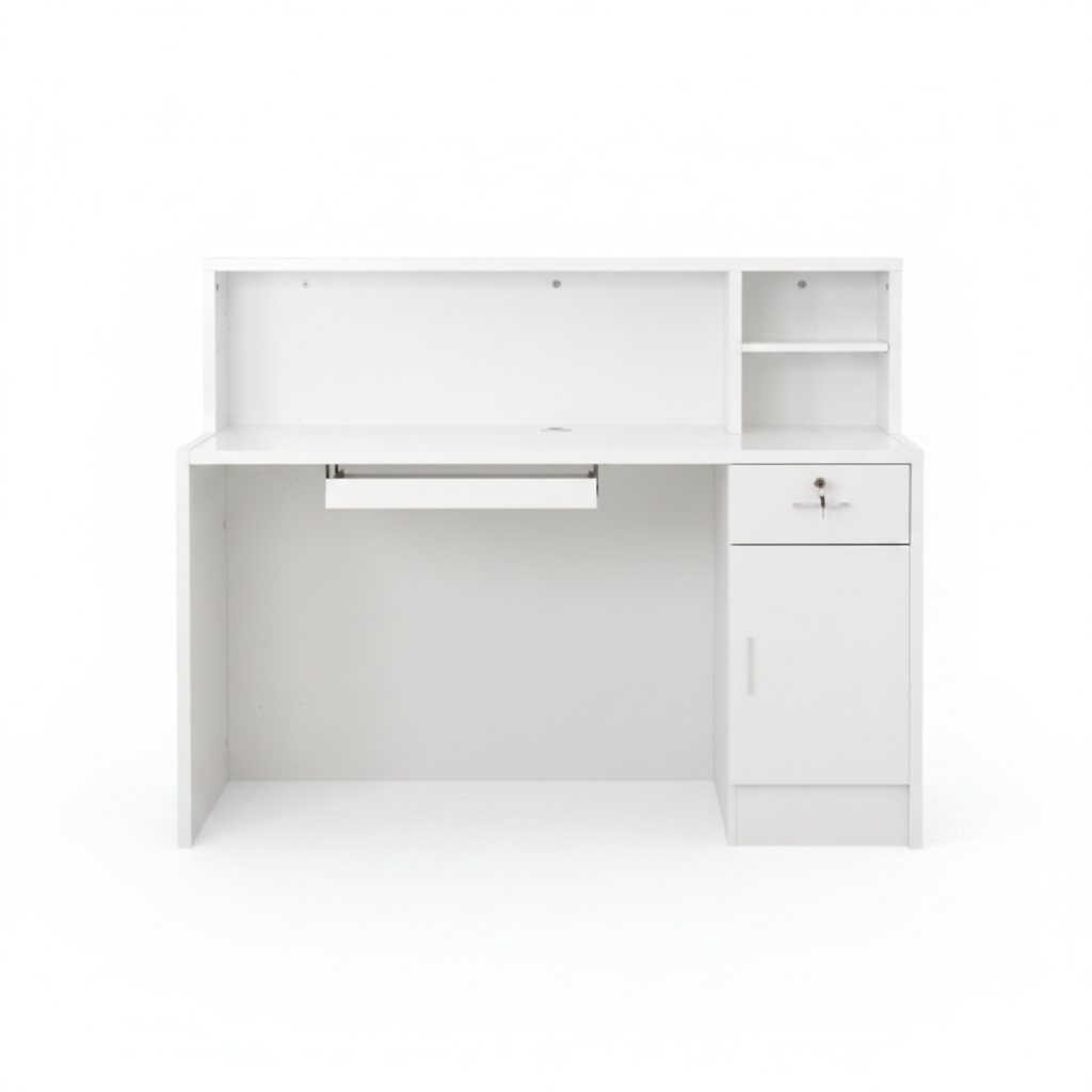 Reception Table IH R8940 | White Gold Office Desk UAE