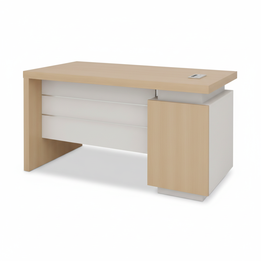 INFINI HOMES Executive Table UAE - Model KN140-EX-BX Light Oak White 140x70cm Dubai Abu Dhabi Sharjah