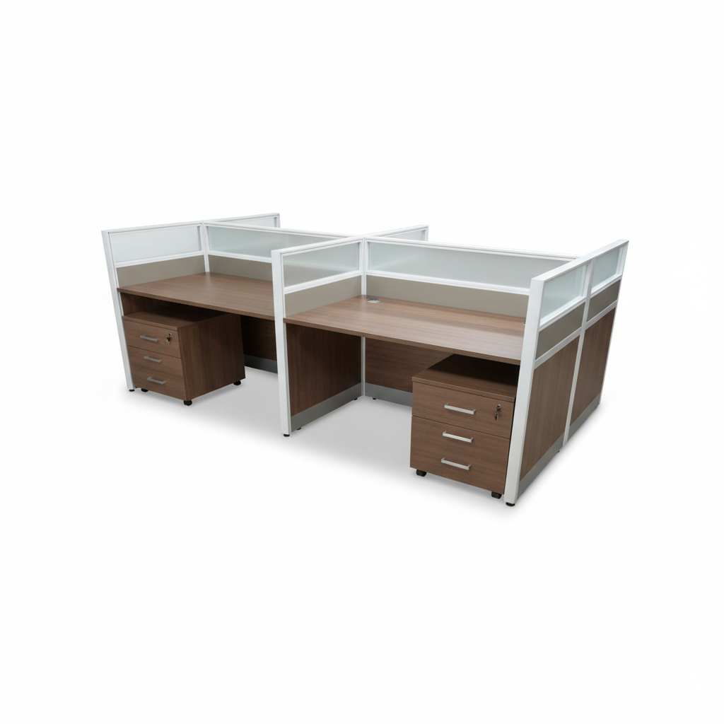 4-Person Work Station Oak+Kakie 200x120cm | Office Furniture UAE | INFINI HOMES