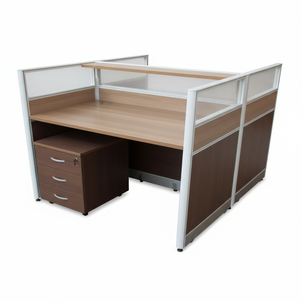 2-Person Work Station Coffee & Grey | Office Furniture UAE | INFINI HOMES