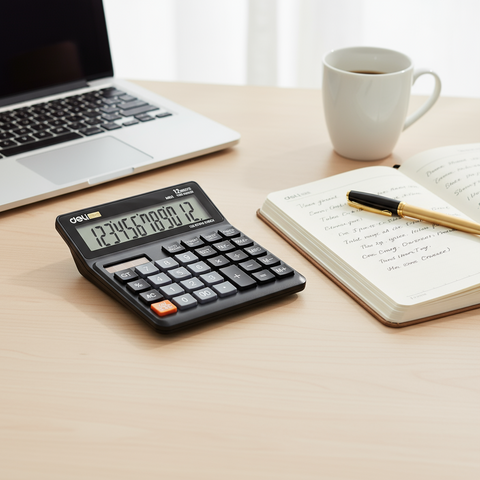 Deli EM01120 Desktop Calculator 12-Digit LCD Display - Office & School Calculator UAE