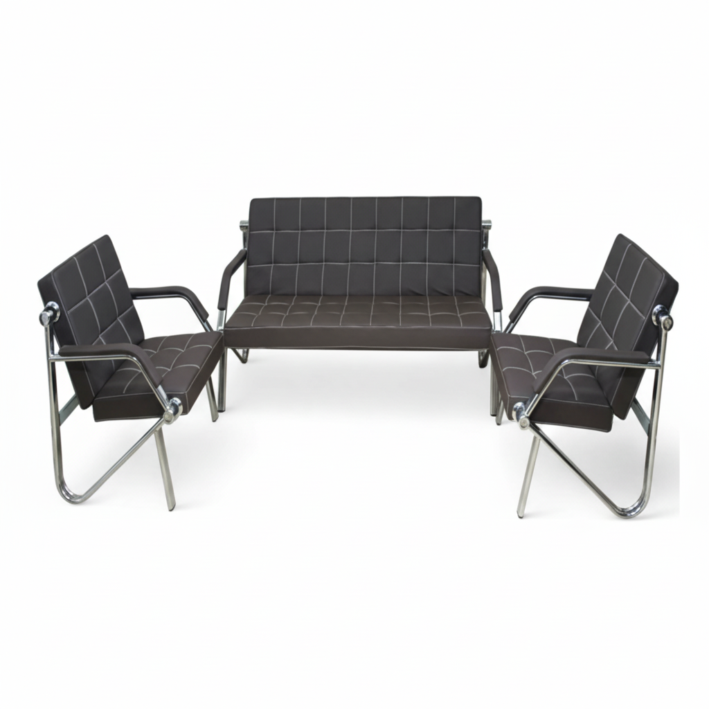 Black PU Office Sofa Set 3+1+1 | Premium Office Furniture UAE | IH 684