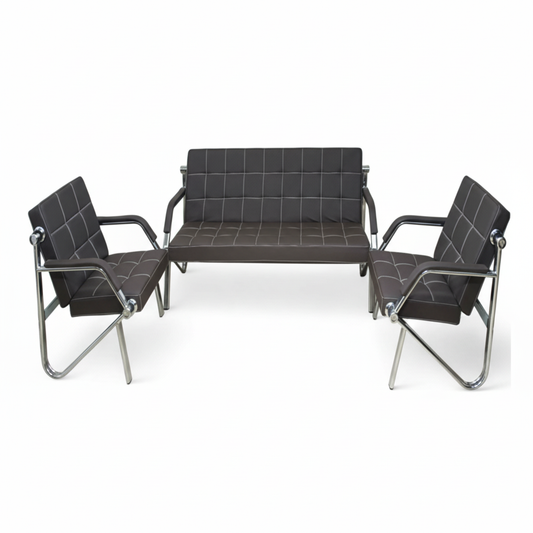Black PU Office Sofa Set 3+1+1 | Premium Office Furniture UAE | IH 684