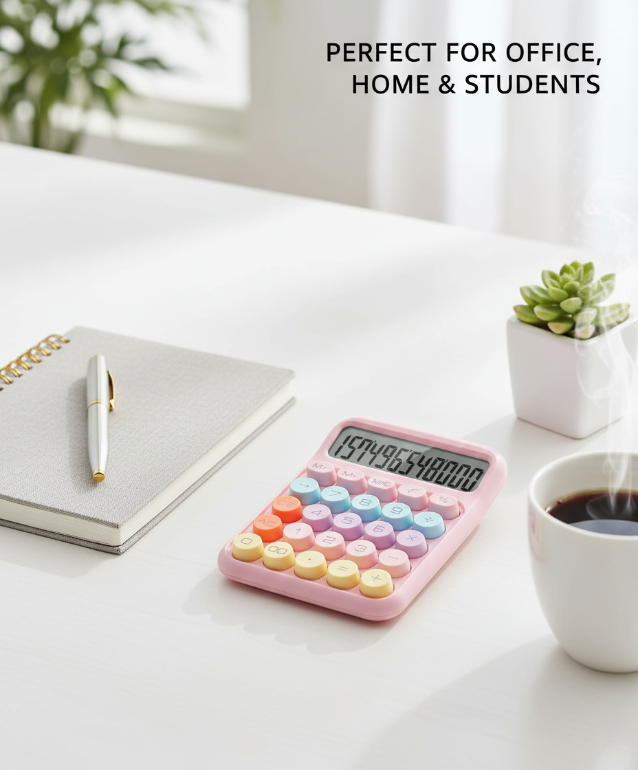 Pink Calculator 12 Digit - Desktop Calculator Dubai UAE | Large Display Office Calculator