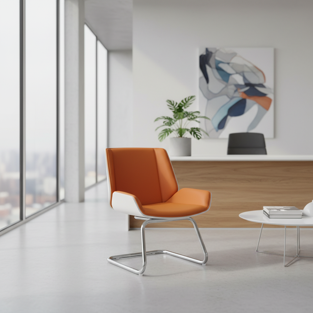 Bent Wood Executive Revolving Visitor Chair PU in Office Reception - Buy in UAE | INFINI HOMES