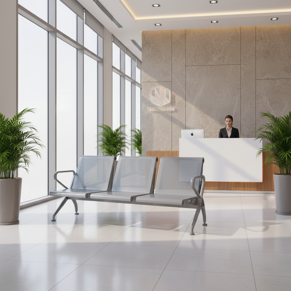 Airport Chair 3-Seater Steel Silver IH A405 - UAE Waiting Chairs