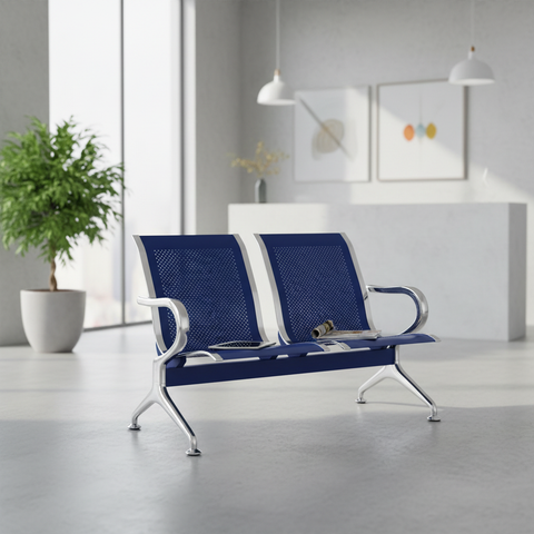Airport Chair 2-Seater Blue Steel | Premium Waiting Area Seating UAE