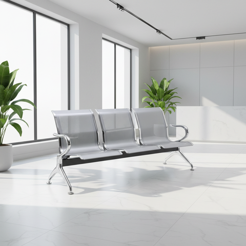 Airport Chair 3-Seater Steel Silver | UAE-Wide Delivery | IH A305 SIL