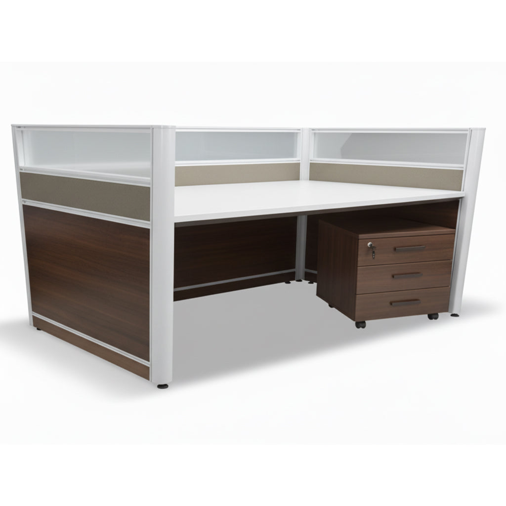 Oak & Khaki Workstation Desk 1-Person 120cm | Office Furniture UAE