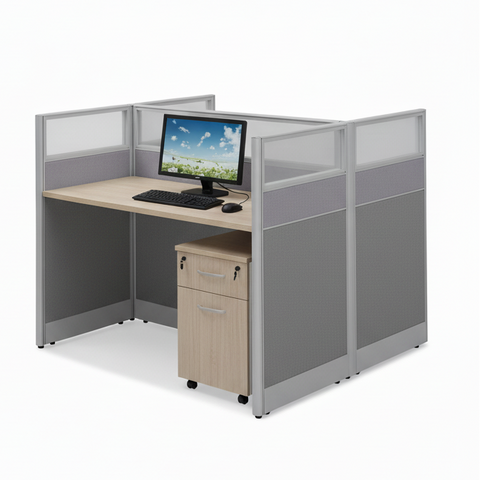 2-Person Work Station Coffee & Grey | Office Furniture UAE | INFINI HOMES
