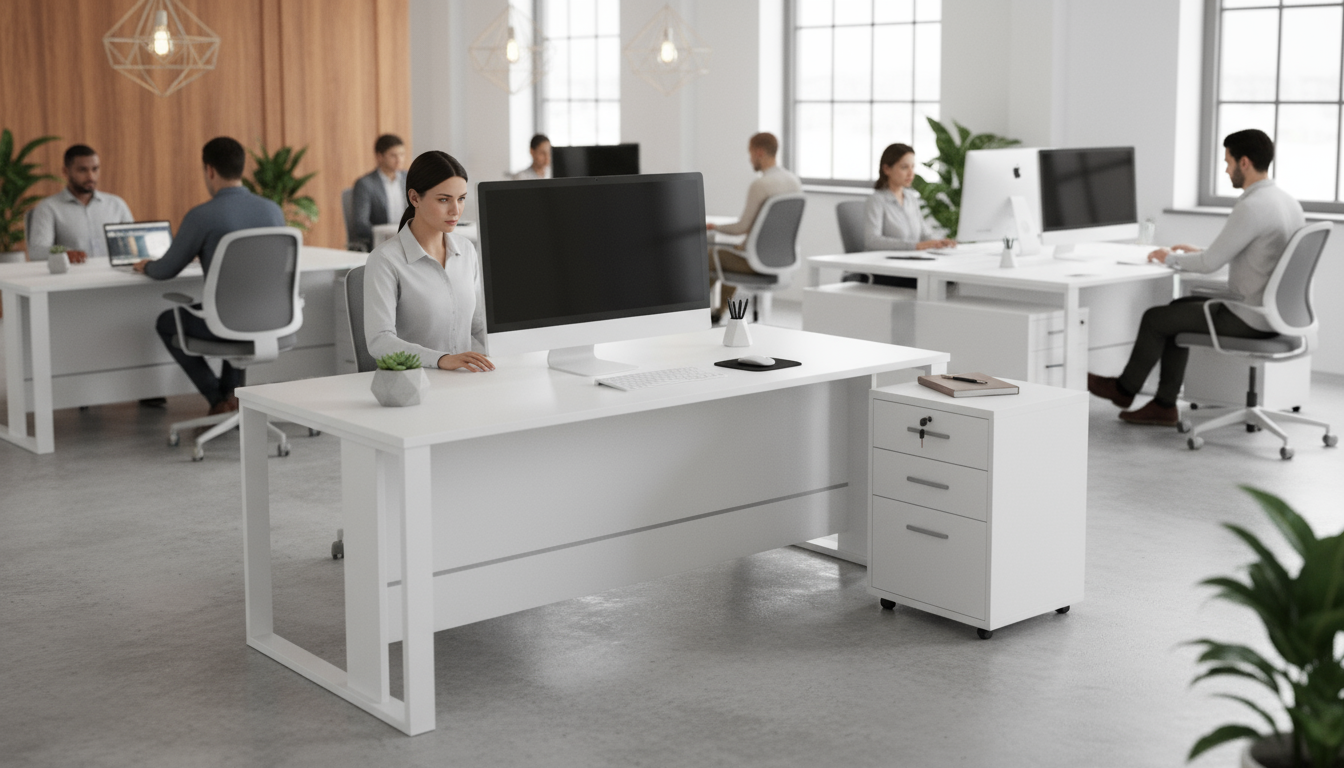 Office Desk with Side Table 160x80cm - Modern Workspace Furniture Dubai UAE