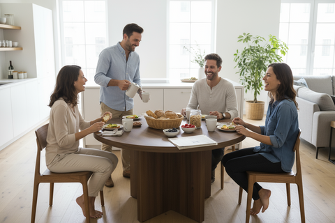 Round Dining Table 120cm Walnut Grey - Modern Kitchen Table UAE | INFINI HOMES