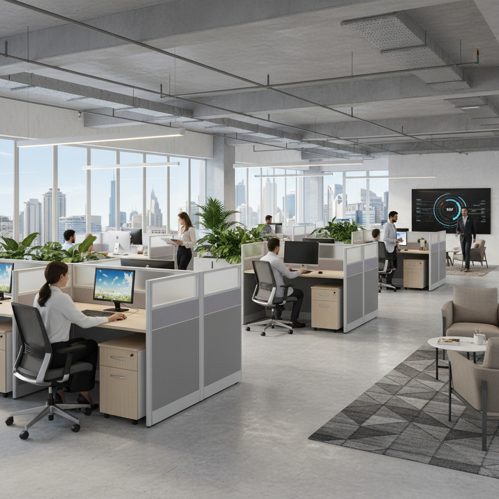 2-Person Work Station Coffee & Grey | Office Furniture UAE | INFINI HOMES