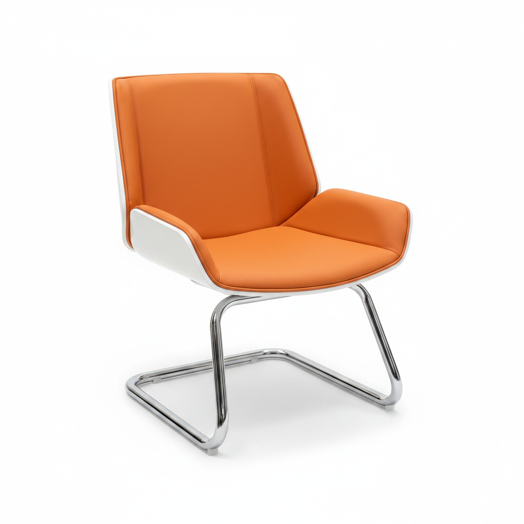 Bent Wood Executive Revolving Visitor Chair PU IH MR04V Orange - Premium Office Chair UAE