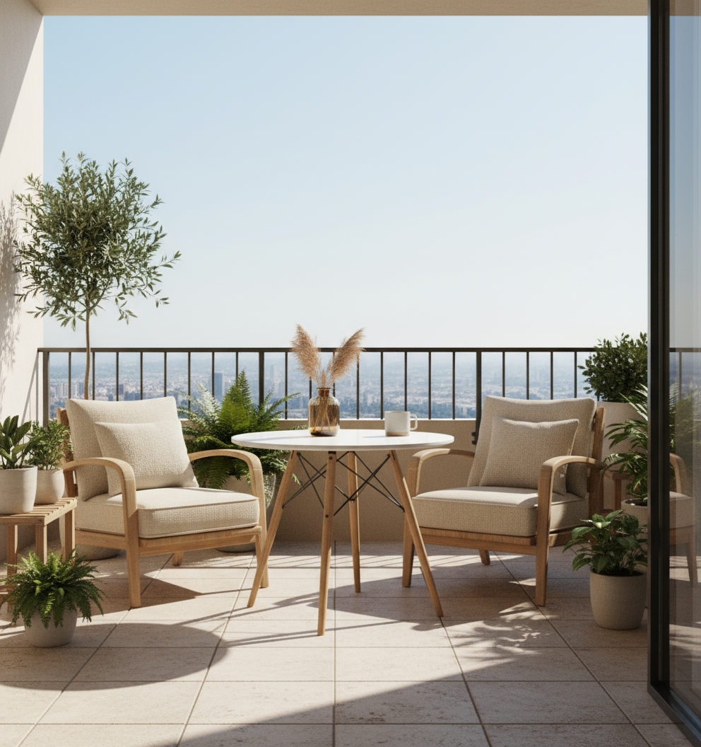 Round Side Table Dubai - Premium White Top Wood Support | UAE Furniture