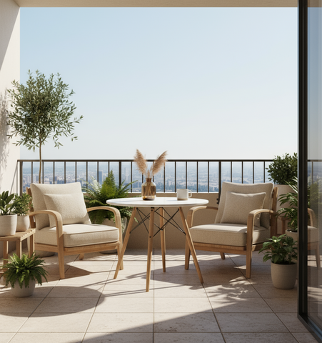 Round Side Table Dubai - Premium White Top Wood Support | UAE Furniture