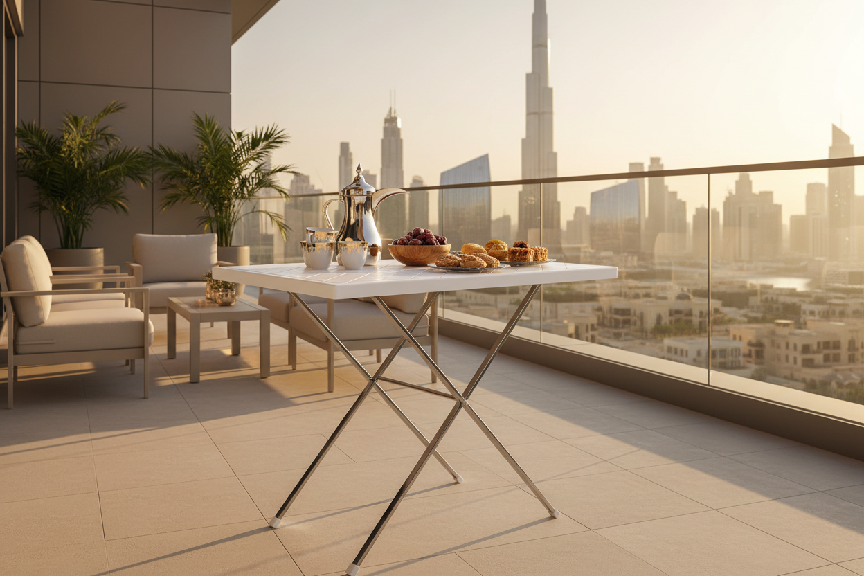 Folding Picnic Table 90cm White - UAE Wide Delivery | Dubai Abu Dhabi Sharjah