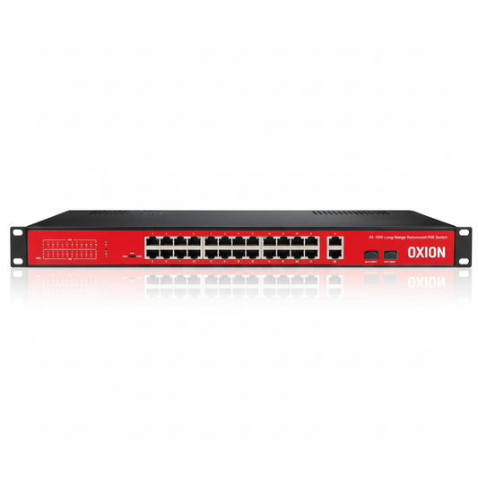 OXION OX-GPS2824-2GS 24-Port Gigabit AI PoE Switch UAE | 400W Managed PoE+ 2GE 2SFP Uplink 250m Long Range Network Switch Dubai Abu Dhabi Sharjah Ajman Umm Al Quwain Ras Al Khaimah Fujairah