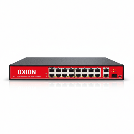 OXION OX-NPS518G 16-Port PoE Switch | 250m Long Range | 200W | UAE Stock