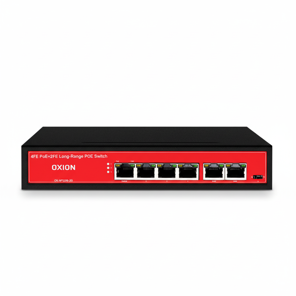 OXION OX-NPS206-2G 4-Port AI PoE Switch UAE | 65W Gigabit PoE+ 250m Long Range Network Switch Dubai Abu Dhabi Sharjah Ajman Umm Al Quwain Ras Al Khaimah Fujairah