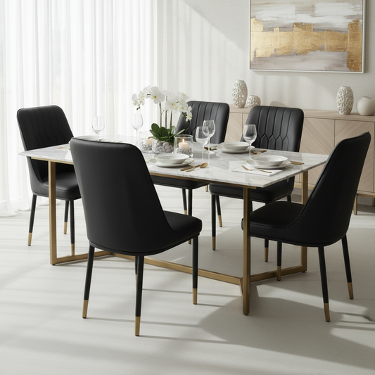 PU Dining Chair with Metal Legs - Black | IH DC34 | UAE Delivery