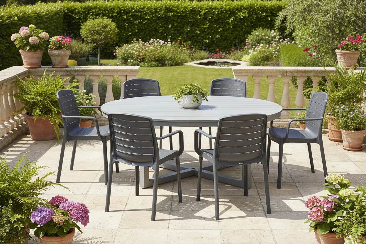 Premium Cedargrain Armchair Set patio dining arrangement - stylish outdoor seating Dubai Abu Dhabi Sharjah