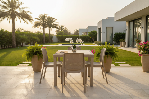 Premium Outdoor Dining Set UAE - 4 Seater Cedarattan Table & Chairs | Dubai Abu Dhabi Sharjah