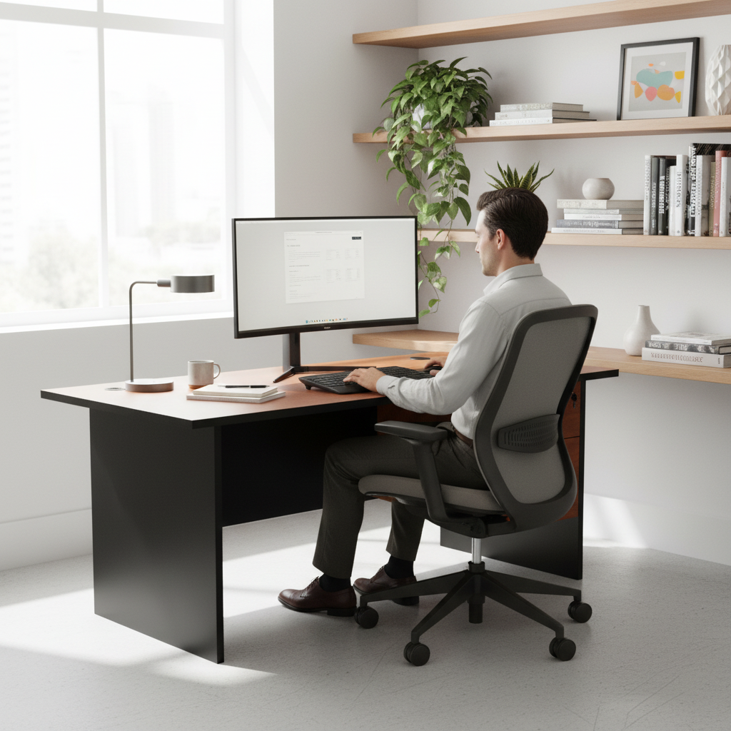 Office Desk Cherry Wood 140cm - Premium Executive Desk UAE | INFINI HOMES