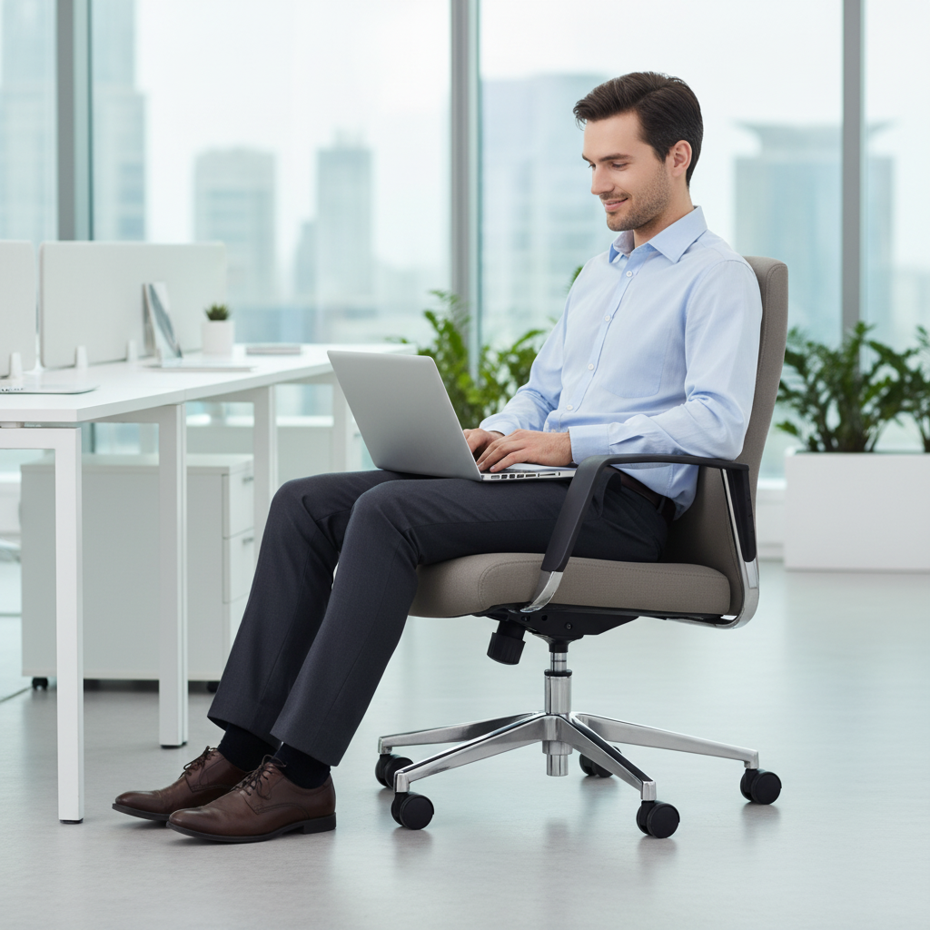 Premium Office Chair Low Back PU Leather Grey | UAE Delivery