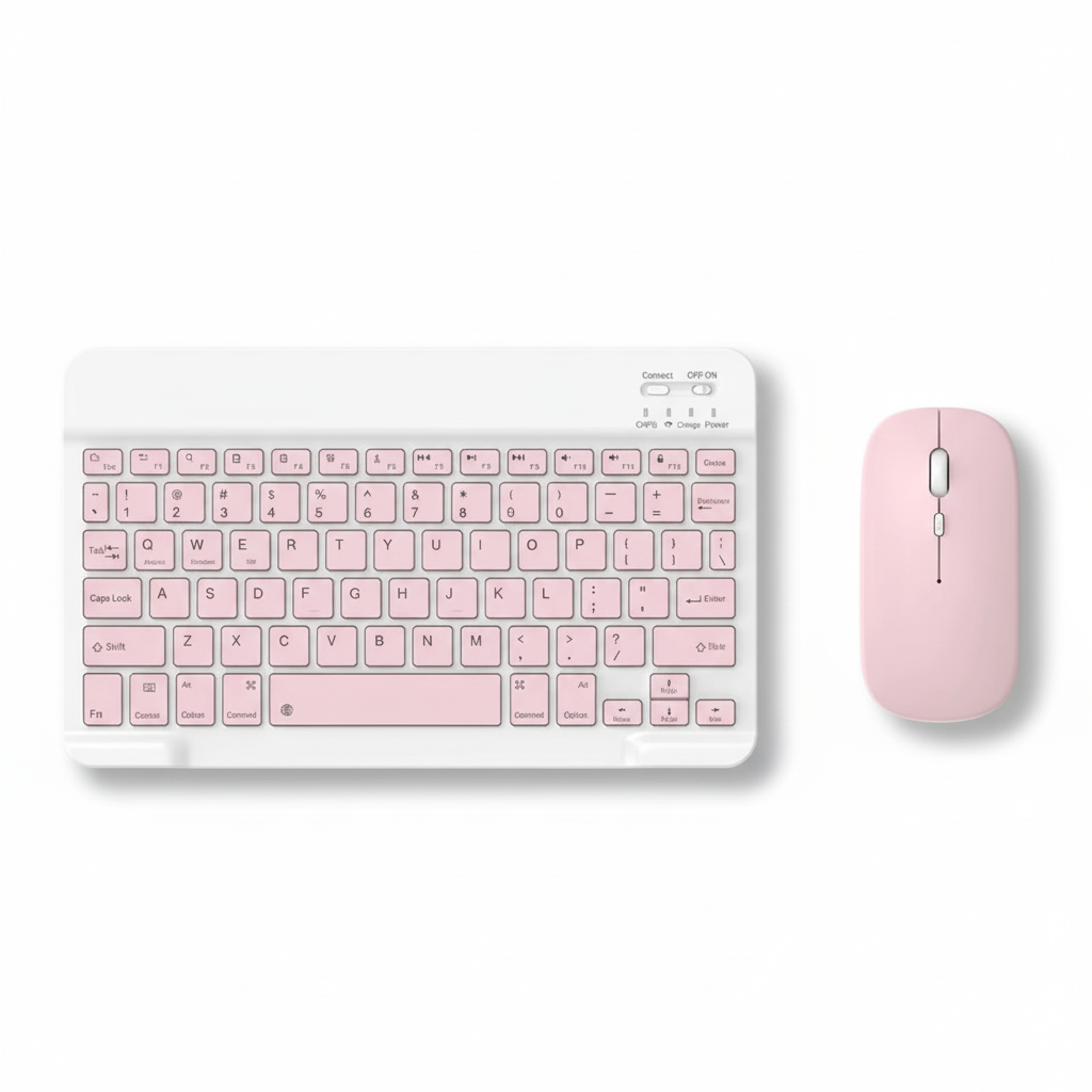 Wireless Bluetooth Keyboard & Mouse Set Pink – Universal 3-System Mobile Phone & Tablet Combo | English Layout | UAE Stock – Dubai, Abu Dhabi, Sharjah, Ajman, Fujairah, Ras Al Khaimah & Umm Al Quwain