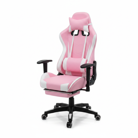 Pink & White Gaming Chair with Adjustable Arms & Footrest IH 742 – Buy Online UAE | INFINI HOMES