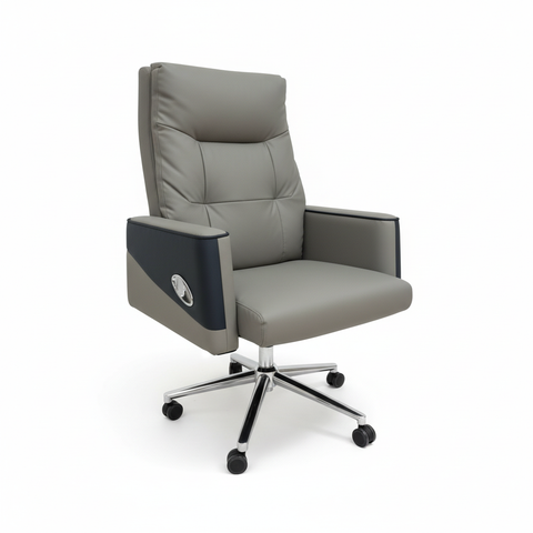 Premium Recliner Office Chair Boss (PU Leather) Grey - Ergonomic Executive Chair UAE