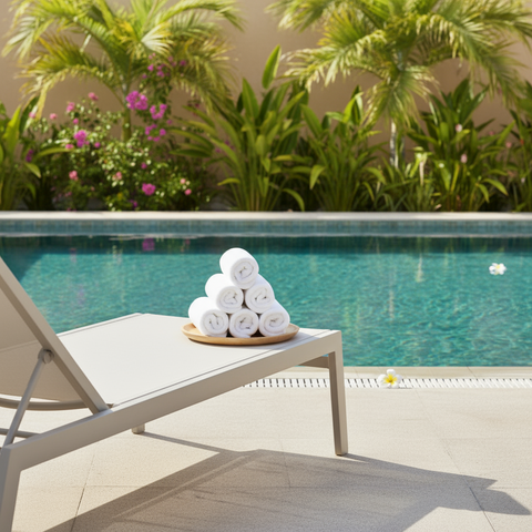 Premium Iris White Luxury Face Towel Set UAE Dubai - 600 GSM Combed Cotton Hotel Spa