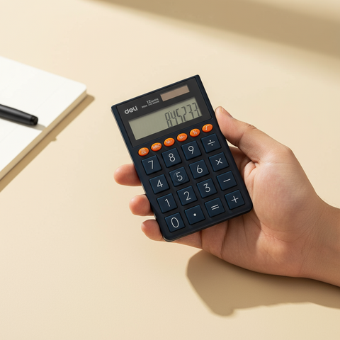 Deli EM130 Calculator 12 Digit - Portable Desktop Calculator Dubai UAE | Solar & Battery Dual Power