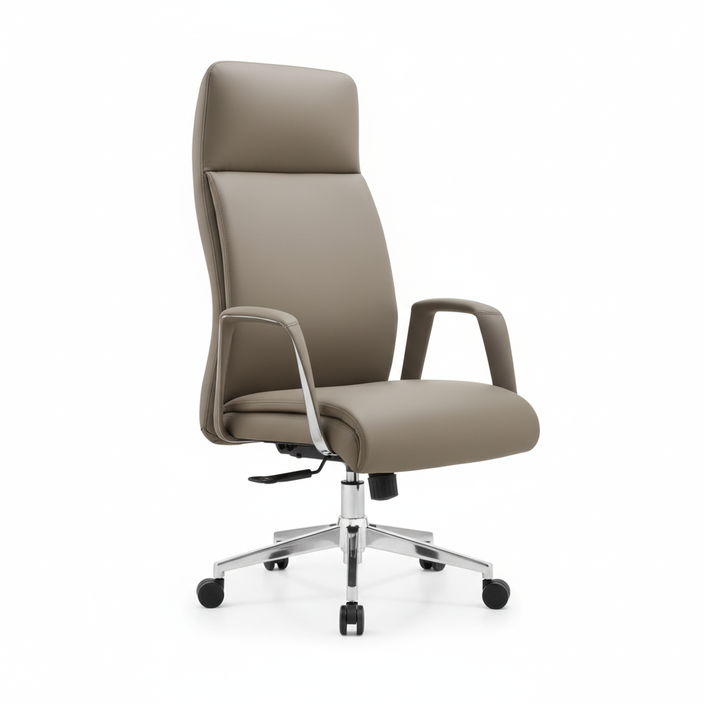 Executive Office Chair High Back Black Grey - Premium PU Leather Chair UAE Grey