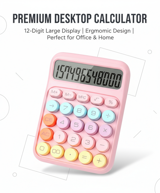 Pink Calculator 12 Digit - Desktop Calculator Dubai UAE | Large Display Office Calculator