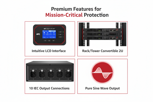 APC Smart-UPS SRT 2200VA 1980W - Rack/Tower UPS with LCD Display (SRT2200XLI)