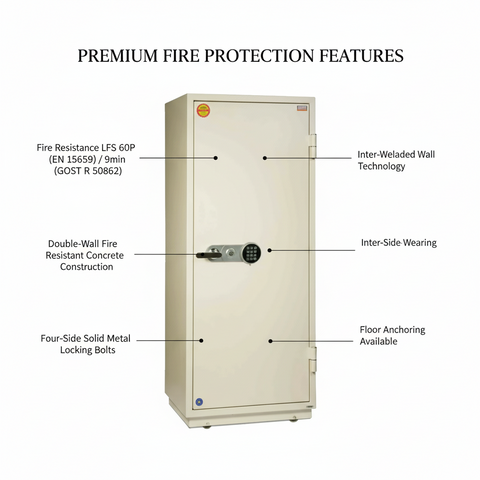 Valberg FRS-165 EL Fire-Resistant Safe – White, Digital + Key Lock System