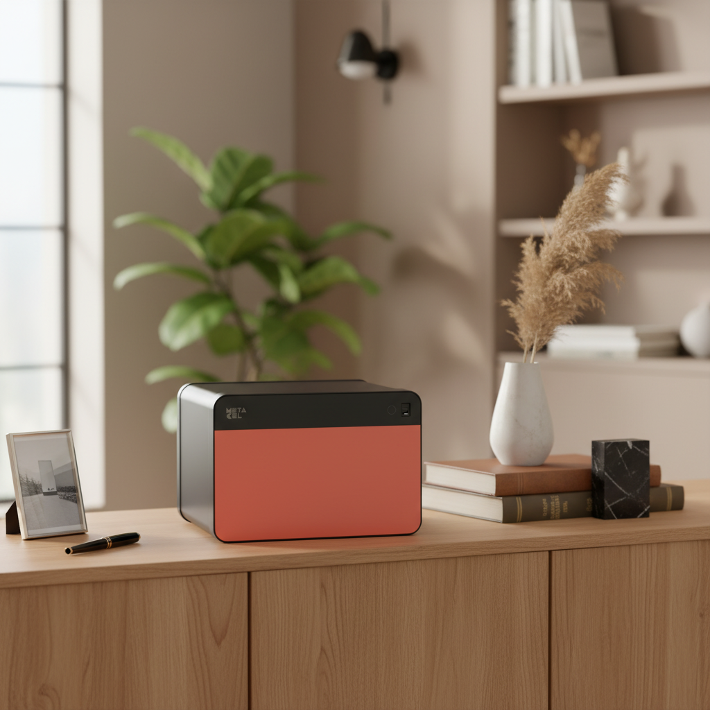 METACEL Fire Resistant Safe MC-020C1 RED - Digital Lock Fingerprint Sensor UAE | Dubai Abu Dhabi Sharjah