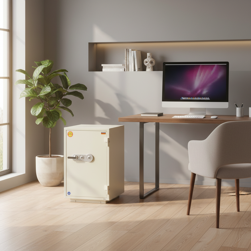 Valberg FRS-93 KL Fire-Resistant Safe – White, Dual Key Lock System