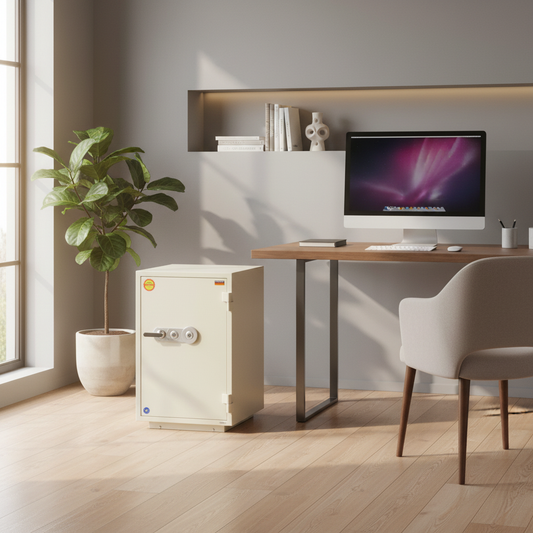 Valberg FRS-93 KL Fire-Resistant Safe – White, Dual Key Lock System