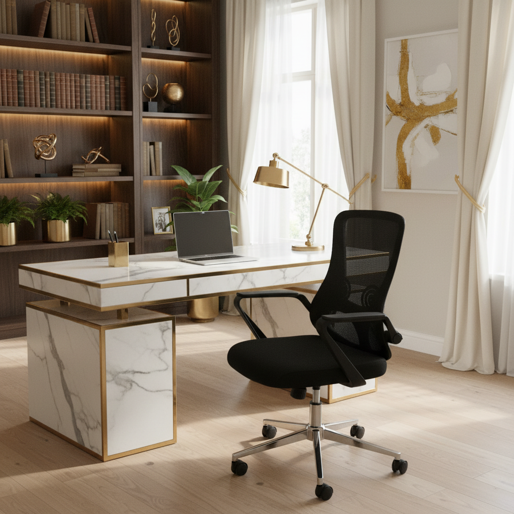 Medium Back Mesh Office Chair UAE | Ergonomic Chrome Base | Dubai Abu Dhabi | IH 1035