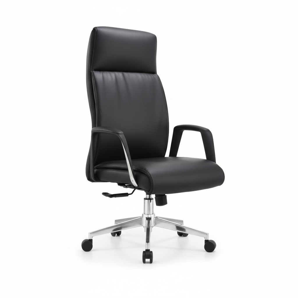 Executive Office Chair High Back Black Grey - Premium PU Leather Chair UAE Black