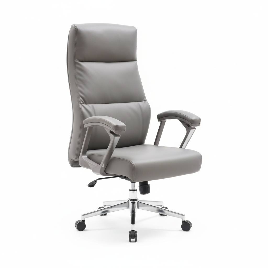 Executive Office Chair High Back Black Grey - Premium PU Leather Chair UAE Grey