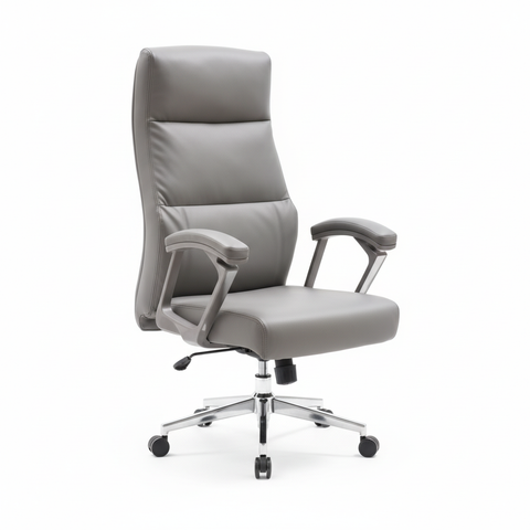 Executive Office Chair High Back Black Grey - Premium PU Leather Chair UAE Grey
