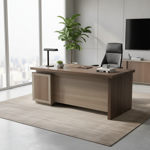 Office Desk 1.4m Coffee & Khaki - Premium Workspace Furniture UAE | INFINI HOMES