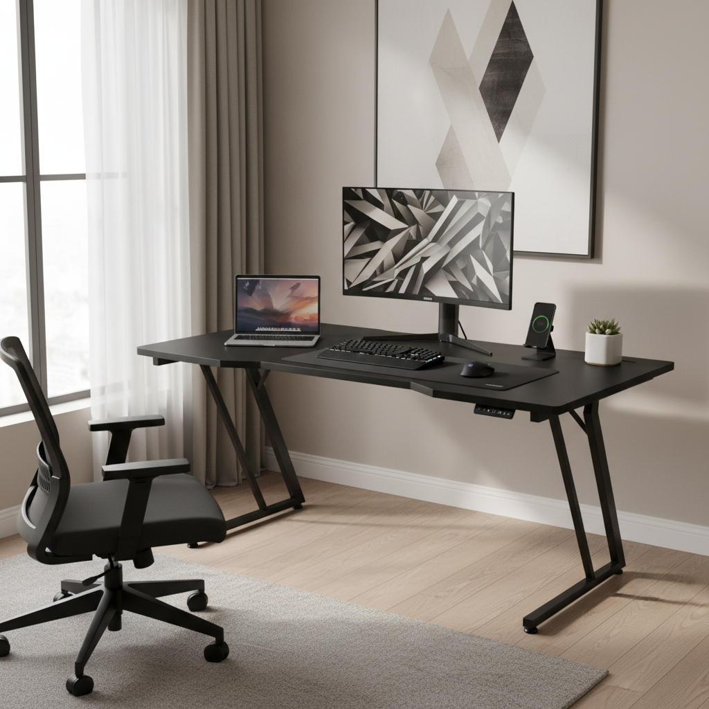 Gaming Table with LED Light Black 120x60x75cm | UAE Delivery