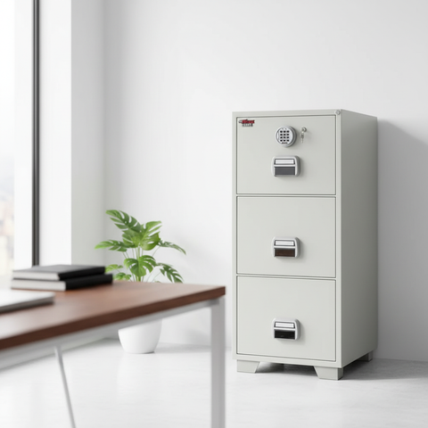 Eagle SF-680-3EKX Fire-Resistant Filing Cabinet – 3 Drawers, Digital + Key Lock System