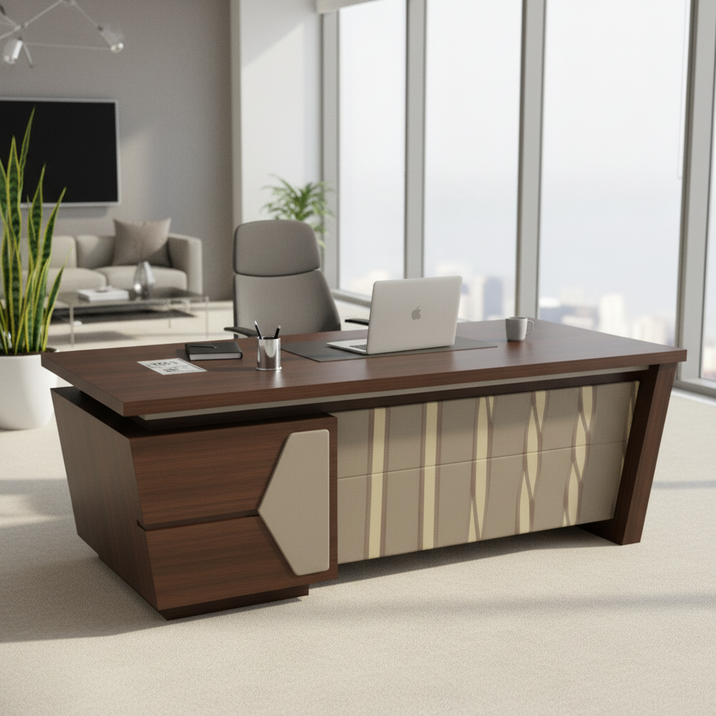 Office Desk 1.2m Oak & Khaki | Premium Workstation 120x60x75cm | UAE Delivery