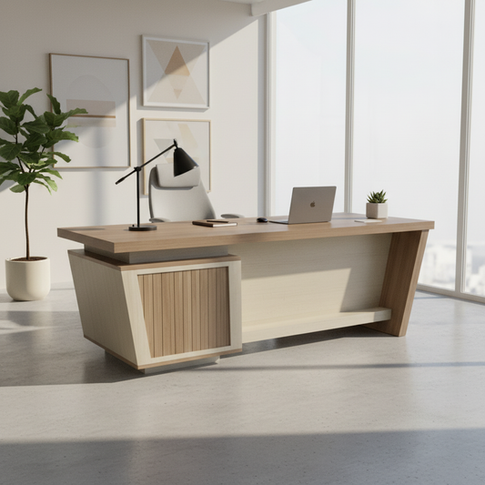 Office Desk 1.2m Coffee & Khaki | Premium Workspace Furniture UAE